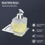 Plantex Smero Pure Brass Made Hand Wash Holder for Wash Basin/Liquid Soap Dispenser/Shampoo Dispenser - Arrete (Chrome)