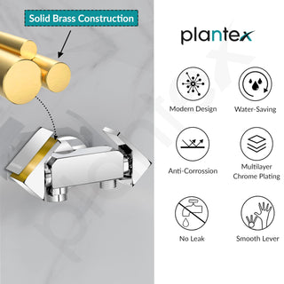 Plantex Pure Brass Two Way Bib Cock Tap with Compatible for Washing Machine with Water Saving Nozzle Attachment/2 in 1 Bib Tap -(PRI-307-Chrome)