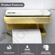 Plantex Toilet Paper Holder for Bathroom/304 Grade Stainless Steel Tissue  Paper Roll Holder with Mobile Stand/Bathroom Accessories - Pack of 1 (Brass Antique)