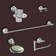 Plantex 304 Grade Stainless Steel Bathroom Accessories Set of 5 - Towel Rod/Hand Napkin Hanger for Wash Basin/Soap Case/Toothbrush Holder/Robe Hook - Skyllo (Chrome)