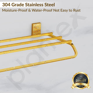 Plantex 304 Grade Stainless Steel 24-Inch Bathroom Towel Rack/Towel Bar/Towel Stand/Towel Rod/Bathroom Accessories (Crystal - PVD Gold)