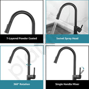 Plantex Brass Kitchen Sink Faucet/Kitchen Mixer Tap with Water Saving Nozzle and 360Ã‚Â° Swivel Spout/Hot and Cold Kitchen Faucet/Dual Spray Modes-(Black)