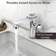 Plantex Pillar Cock Tap for Wash Basin/Premium Tap for Kitchen Sink/360 Degree Swivel Spout/Single knob Tabletop Basin Sink Cock - Pack of 1 (Chrome, BLO-003)