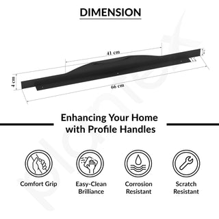 Plantex Profile Handle for Kitchen Cabinet/26 Inch Alluminium Drawer Profile Handle/Wardrobe Pull Handle for Home/Office/Hotel - Pack of 3 (Black)