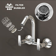 Plantex Sink Mixer Tap Hot and Cold/Mixer Tap for Kitchen Sink with Brass Spindle/Kitchen Sink Faucet with Wall Flange and Teflon Tape (Samar-Chrome)