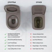 Plantex Platinum Ceramic Rimless Wall Hanging Commode/Western Toilet/Washdown Flush for Bathroom/Commode with Soft Toilet Seat Cover - P Trap ( Choco )