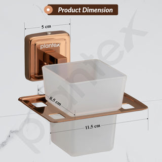 Plantex 304 Grade Stainless Steel Glass Toothbrush Holder/Stand/Toothpaste Stand/Tumbler Holder for Bathroom - Decan (Rose Gold)