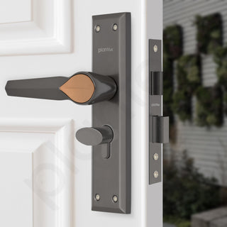 Plantex Heavy-Duty Door Lock Set/Main Door Lock Handle Set/6-Lever Lock Mechanism Mortise Lock with 3 Keys/Brass Lock Body & Cylinder (PTP-07, Satin Black & Rose Gold)