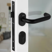 Plantex Aluminium Door Lock/Mortise Lock for Door/Robust Door Handle for Home with Lock Body & Cylinder - (Round, DTM-639-Black)