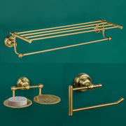 Plantex 304 Grade Stainless Steel Bathroom Accessories Set of 3 - Towel Stand/Napking Hanger/Dual Soap Holder for Bathroom - Skyllo (Brass Antique)