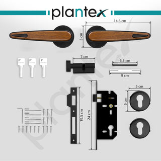 Plantex Main Door Lock/Mortise Lock for Door with 3 Years of Warranty - Robust Door Lock for Home with Brass Lock Body & Cylinder(034-Black & Wood Finish)