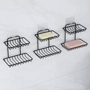Plantex Self Adhesive Soap Holder for Bathroom/GI Steel Soap Case/2 Layer Soap Storage/Bathroom Accessories - Pack of 3 (Black)