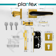 Plantex Main Door Lock/Mortise Lock for Doors - Robust Door Handle for Home with Brass Locks Body & Cylinder (PT-014, Gold & Black)
