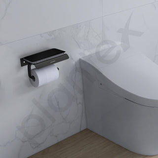 Plantex Toilet Paper Holder for Bathroom/Stainless Steel Tissue Paper Roll Holder/Bathroom Accessories - Pack of 1 (Black)