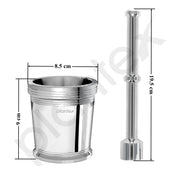 Plantex Heavy Stainless Steel Mortar & Pestle Set/Spice Mixer/Khalbatta/Khal/Okli Musal for Kitchen - Size 4(Dia: 8.7, H: 9 cm)
