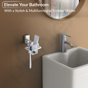 Plantex 304 Grade Stainless Steel Tooth Brush Holder/ABS Tumbler Stand/Bathroom Accessories - Darcy (Chrome)