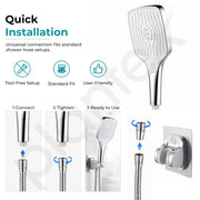Plantex ABS Hand Shower for Bathroom/3 Mode Multifunctional Shower/Rectangle Hand Shower Without Hose Pipe for Home/Hotel - (Chrome & White, H510)