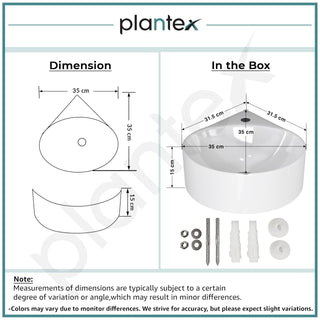 Plantex Ceramic Wall Hung Basin/Corner Bathroom Basin/Wall Mounted Wash Basin/Sink for Living Room (Eva, White)