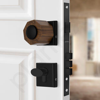 Plantex Heavy Duty Door Lock/Stainless Steel and Wooden Main Door Mortise Lock Handle/Handle Set for Home/Office/Door Accessories (Black, Wooden)