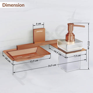 Plantex 304 Grade Stainless Steel Soap Dish with Liquid Dispenser/Soap Stand/Shampoo Dispenser for Bathroom/Bathroom Accessories - Pack of 1 (Crystal, PVD Rose Gold)