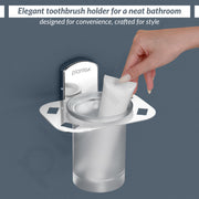 Plantex 304 Grade Stainless Steel Glass Tumbler Holder/Tooth Brush Holder for Bathroom/Bathroom Accessories - Pack of 1 Parv(Chrome)