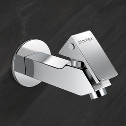 Plantex Pure Brass PRI-302 Bib Cock Tap for Bathroom with Water Saving Aerator/Basin Tap for Bathroom with Brass Wall Flange and Teflon Tape- 7 Year Warranty (Long Body-Chrome)