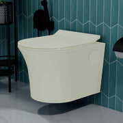 Plantex Platinum Ceramic Wall Hung Western Commode/Rimless Washdown Commode for Toilet/Western Toilet With Soft Close Toilet Seat - P Trap (Thunder)