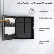 Plantex Bathroom Cabinet with Mirror/ABS Bathroom Storage Organiser/Multipurpose Shelf/Wall Mount Mirror Cabinet for Wash Basin (14x18 Inch, Black)