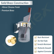 Plantex Rich Brass Bathroom Accessories - Unique Tooth Brush Holder/Tumbler Holder/Toothpaste Holder(Chrome)