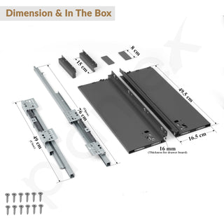 Plantex Tandem Box Drawer for Kitchen/Soft Close Tandem Box for Modular Kitchen/Tandem Basket/Load Capacity Upto 45 Kg - Grey (20 x 8 inch)