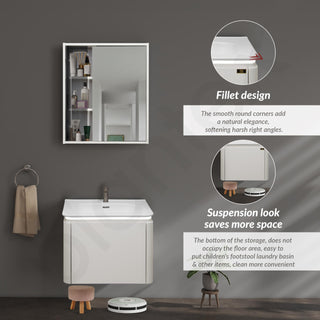 Plantex Plywood Rectangle Vanity with Basin/Unbrekable Wash Basin with Cabinet/Bathroom Organizer for Home with Coupling, Mirror and Cabinet Motion Sensor Light (NZBC-13)