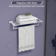 Plantex 304 Grade Stainless Steel 24 Inches Large Towel Rack for Bathroom/Towel Holder/Towel Stand for Bathroom Accessories - Benz (Chrome)
