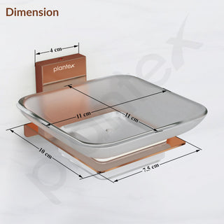 Plantex 304 Grade Stainless Steel Glass Soap Dish/Soap Stand/Soap Holder/Soap Storage/Bathroom Accessories - Crystal (PVD Rose Gold)