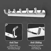 Plantex Wall Hooks for Hanging Cloth/Stainless Steel Towel Hangers/Bathroom Robe Hooks/Door Hangers/Wall Hook Rack/Hook Rail for Hanging Keys - 6 Hooks (Pack of 1, Chrome)