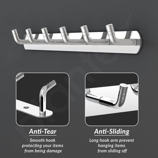 Plantex Wall Hooks for Hanging Cloth/Stainless Steel Towel Hangers/Bathroom Robe Hooks/Door Hangers/Wall Hook Rack/Hook Rail for Hanging Keys - 6 Hooks (Pack of 3, Chrome)