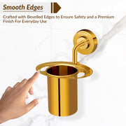 Plantex Tumbler Holder for Bathroom/304 Grade Stainless Steel Toothbrush Holder/Toothpaste/Razor Holder/Bathroom Accessories - Pack of 1 (Gold)