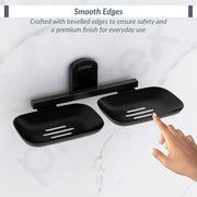 Plantex 304 Grade Stainless Steel Double Soap Holder for Bathroom/Soap Stands/Bathroom Accessories - Parv (Black)