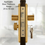 Plantex Door Lock Set - Main Door Lock Plate Handle Set/Mortise Lock with 3 Keys/Lock Body and Cylinder - Pack of 1 (OHMH-21, Brass Antique - PVD Gold)