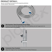 Plantex Shower Panel for Bathroom/Full Set with Head and Hand Shower with Adjustable Clamp and 304 Stainless Steel Hose Pipe - (Chrome)