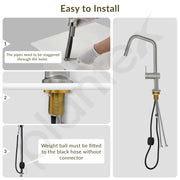 Plantex Single Lever Pull-Down Kitchen Sink Tap/Sink Mixer Tap Hot and Cold/360Ãƒâ€šÃ‚Â° Swivel Spout Faucet for Kitchen - Deck Mounted - (8991-Matt)