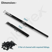 Plantex 18 Inch Soft Close Drawer Channel/Regular Close Ball Bearing Slider Drawer Channel for Home, Kitchen & Wardrobe/Telescopic Channel for Drawer - Pair of 1 (Black)