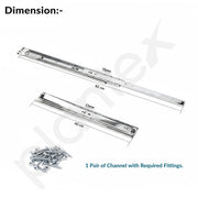 Plantex Drawer Channel/Regular Close Ball Bearing/Channel for Drawer/Telescopic Channel for Wooden & Metals Drawers in Kitchen, Wardrobe, (18-Inch,Silver) 1 Pair Set