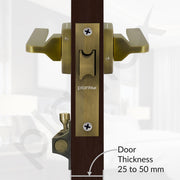 Plantex Heavy Duty Door Lock – Bathroom Door Lock/Mortise Keyless Handle Set for Home/Bathroom/Store Room/Balcony/Office with Baby Latch (605 - Brass Antique)