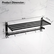 Plantex Towel Rack for Bathroom/Stainless Steel Towel Bar/24 Inch Towel Holder with Towel Rod/Bathroom Accessories - (Black)
