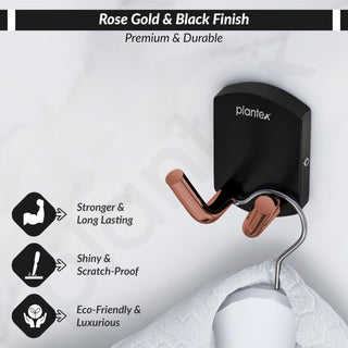 Plantex 304 Grade Stainless Steel Robe Hook/Cloth-Towel Hanger/Door Hanger Hook/Bathroom Accessories (Parv - Rose Gold & Black)