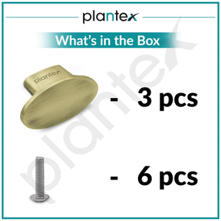 Plantex Knobs for Drawer/Small Drawer Knobs/Knobs for Cabinets/Pull-Push Knobs for Kitchen/Bedroom Drawer - Pack of 3 (Oval, Brass Antique)