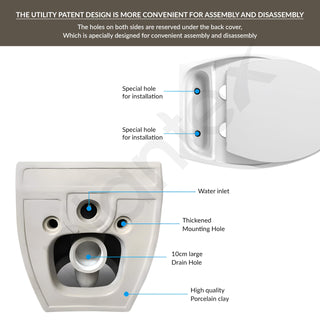 Plantex Ceramic Rimless Wall Hung Commode/Western Commode for Toilet/Rimless Washdown Flush with Soft Closing Toilet Seat Cover - P Trap Outlet (1181,White Glossy)