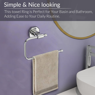 Plantex 304 Grade Stainless Steel Napkin Hanger for Wash Basin/Towel Holder for Bathroom/Napkin Ring for Kitchen/Bathroom Accessories - Nipron (Chrome)