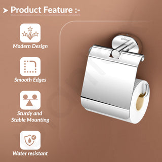 Plantex J4 Stainless Steel Toilet Paper Holder for Bathroom/Tissue Holder for Washroom/Toilet roll Holder for Wall Mounted/Bathroom Accessories (Chrome Finish) Onix
