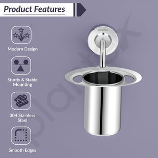 Plantex 304 Grade Stainless Steel Tumbler Holder/Tooth Brush Holder/Bathroom Accessories - Daizy (Chrome)